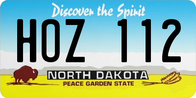 ND license plate HOZ112