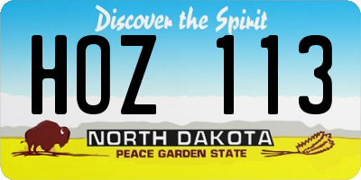 ND license plate HOZ113