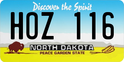 ND license plate HOZ116