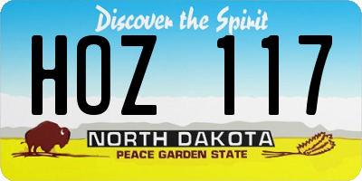 ND license plate HOZ117