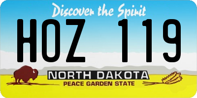 ND license plate HOZ119