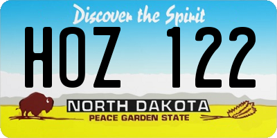 ND license plate HOZ122