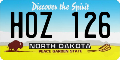 ND license plate HOZ126