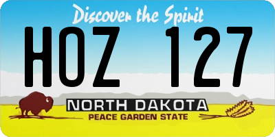 ND license plate HOZ127
