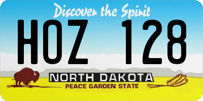 ND license plate HOZ128