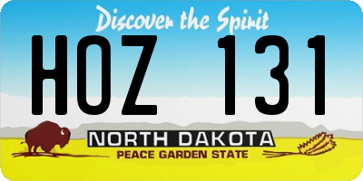 ND license plate HOZ131