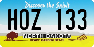 ND license plate HOZ133