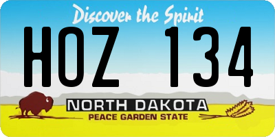 ND license plate HOZ134