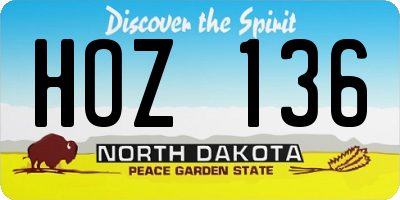 ND license plate HOZ136