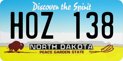 ND license plate HOZ138