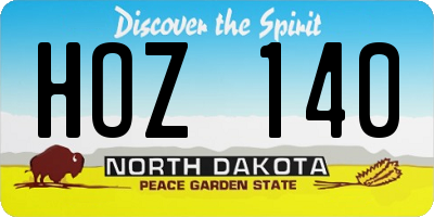 ND license plate HOZ140