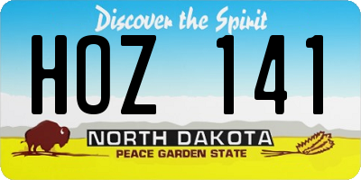 ND license plate HOZ141