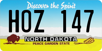 ND license plate HOZ147