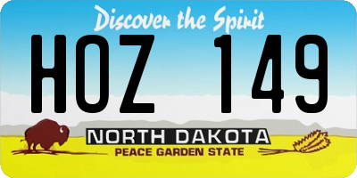 ND license plate HOZ149