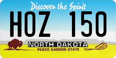 ND license plate HOZ150