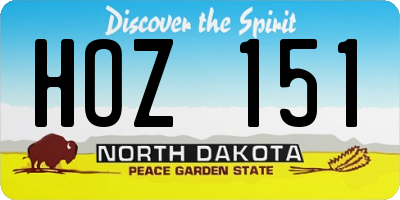 ND license plate HOZ151