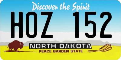 ND license plate HOZ152