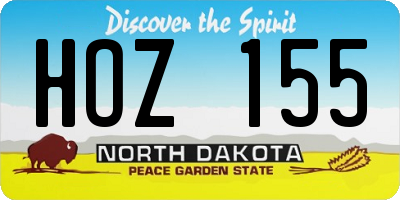 ND license plate HOZ155