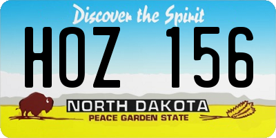 ND license plate HOZ156
