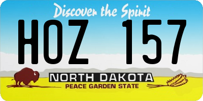 ND license plate HOZ157