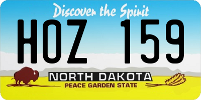 ND license plate HOZ159