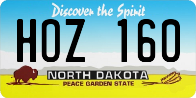 ND license plate HOZ160