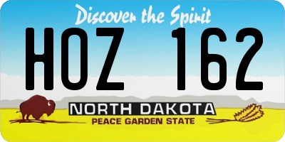 ND license plate HOZ162