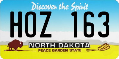 ND license plate HOZ163
