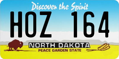 ND license plate HOZ164
