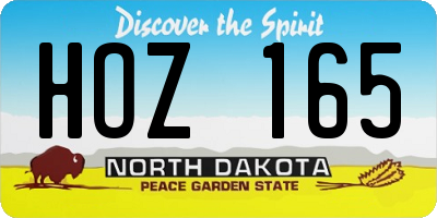ND license plate HOZ165