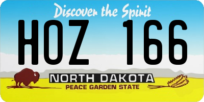 ND license plate HOZ166