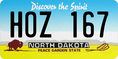 ND license plate HOZ167
