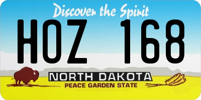 ND license plate HOZ168