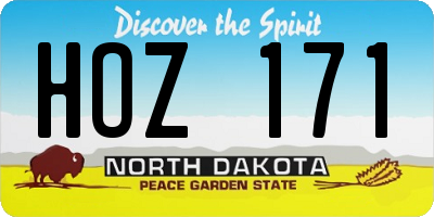 ND license plate HOZ171