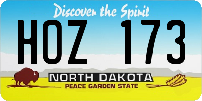 ND license plate HOZ173