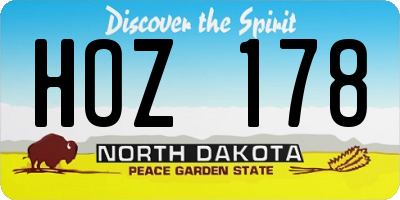 ND license plate HOZ178