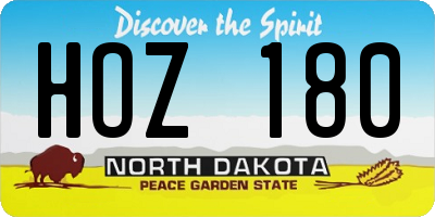 ND license plate HOZ180