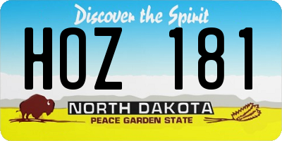 ND license plate HOZ181