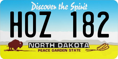 ND license plate HOZ182