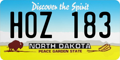 ND license plate HOZ183