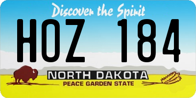 ND license plate HOZ184