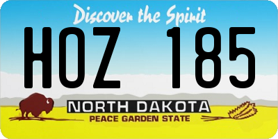 ND license plate HOZ185