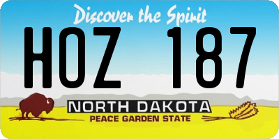 ND license plate HOZ187