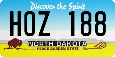 ND license plate HOZ188