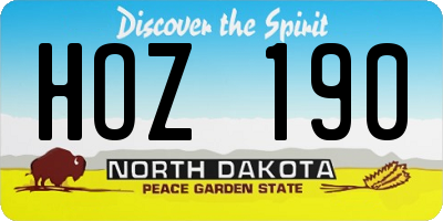 ND license plate HOZ190
