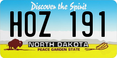 ND license plate HOZ191