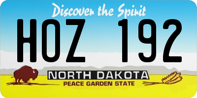 ND license plate HOZ192