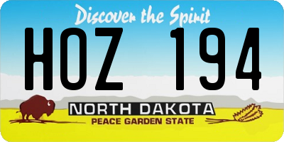 ND license plate HOZ194