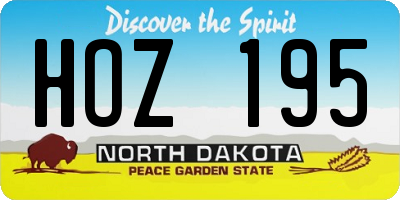 ND license plate HOZ195