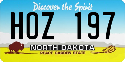 ND license plate HOZ197